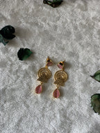 DHARA - TEXTURED GEOMETRICAL DUAL STONE EARRINGS