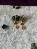 DHARA - TEXTURED GEOMETRICAL DUAL STONE EARRINGS