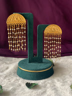 GUNJAN - PEARL STRINGS SEMICIRCLE TASSEL EARRINGS