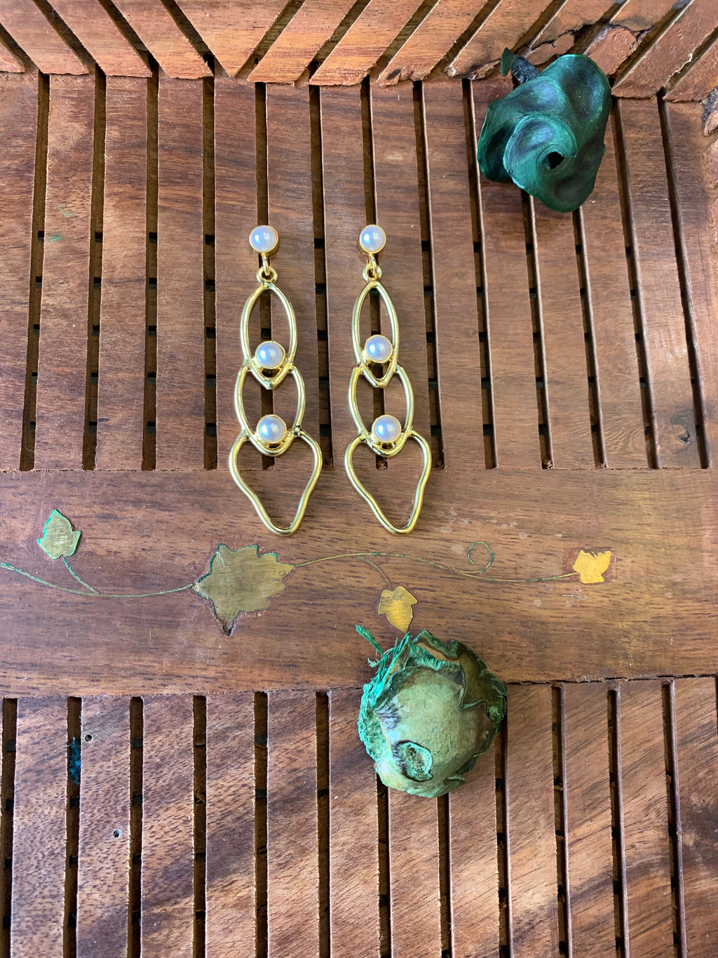 NITYA - GOLDEN PEARL PEAR DANGLER EARRINGS