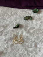 SAVERA - GOLDEN PEARL CURVE DANGLE EARRINGS