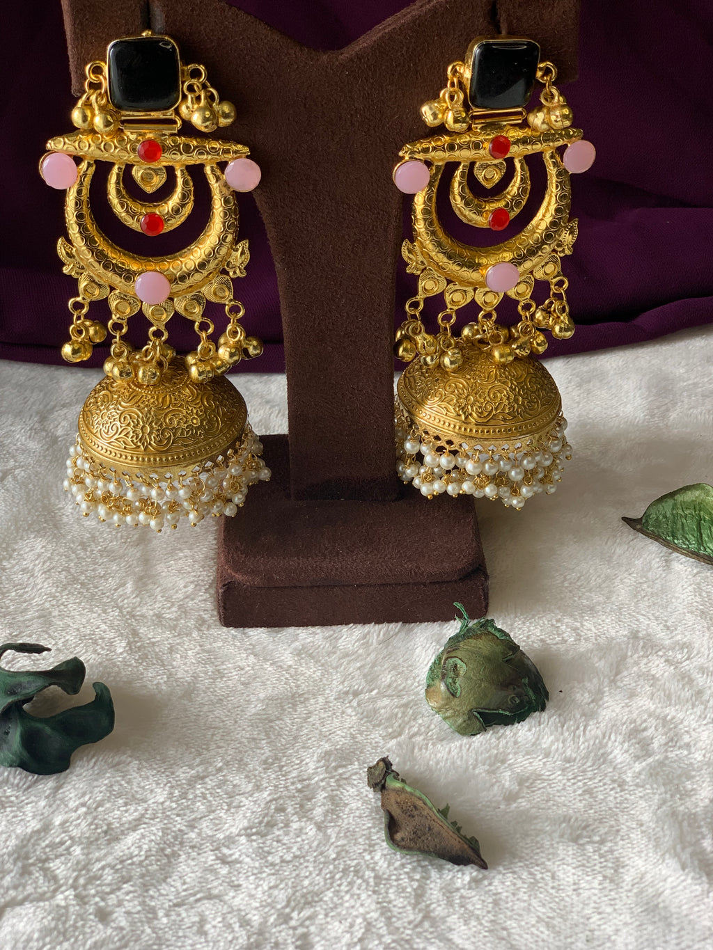 THANKAM - GOLDEN REPLICA LARGE CHANDBALI JHUMKA EARRINGS