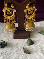 THANKAM - GOLDEN REPLICA LARGE CHANDBALI JHUMKA EARRINGS