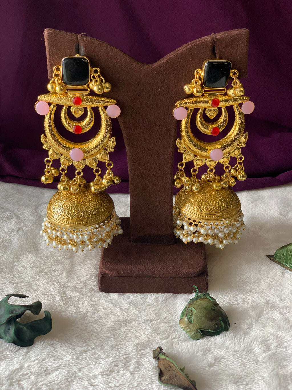 THANKAM - GOLDEN REPLICA LARGE CHANDBALI JHUMKA EARRINGS