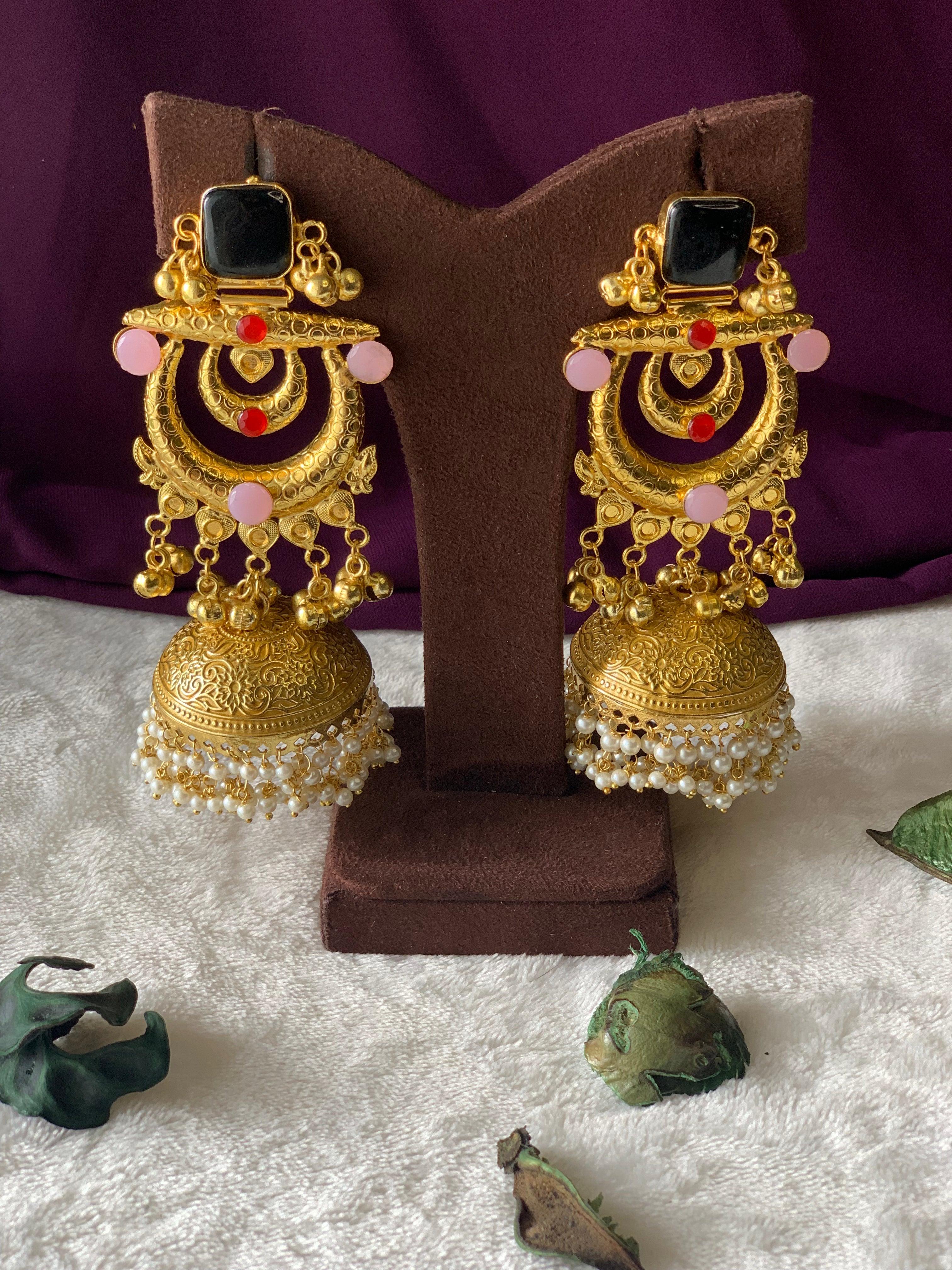 THANKAM - GOLDEN REPLICA LARGE CHANDBALI JHUMKA EARRINGS