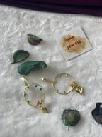 ZOOEY - GOLDEN BIRD AND STONES ROUND PIERCED EARCUFFS