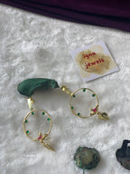 ZOOEY - GOLDEN BIRD AND STONES ROUND PIERCED EARCUFFS
