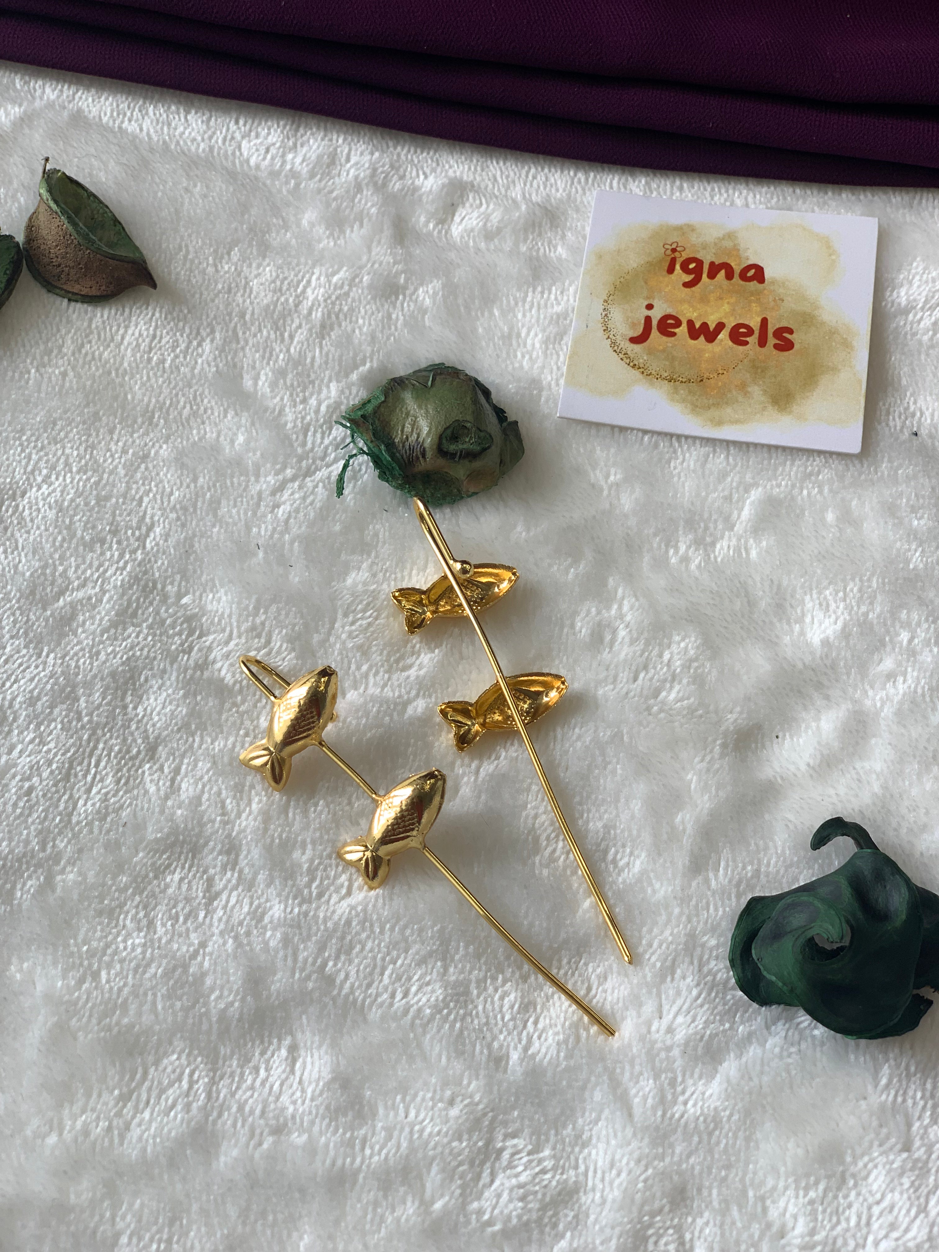 JULIA- GOLDEN DUAL FISH EAR CUFFS