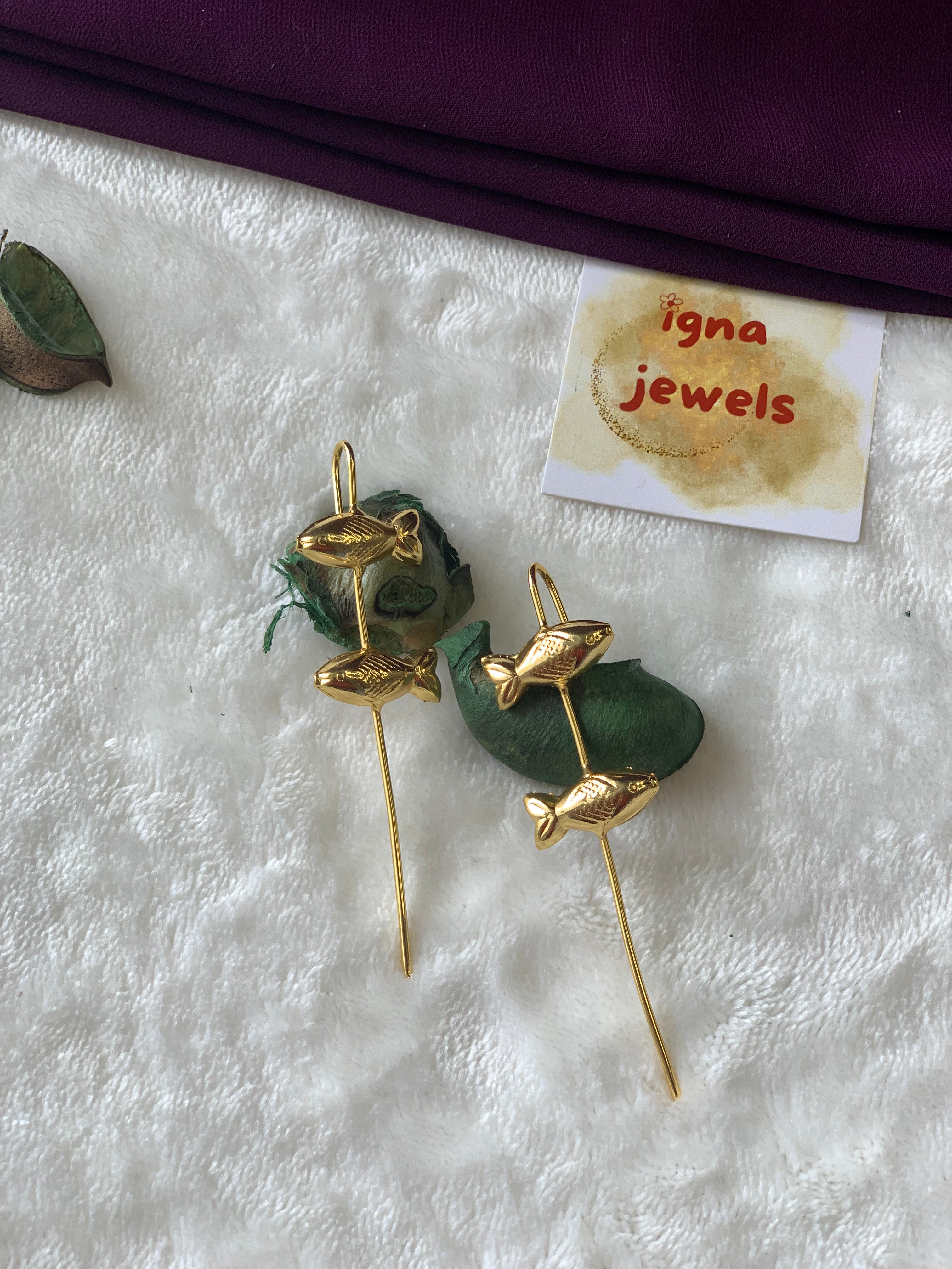 JULIA- GOLDEN DUAL FISH EAR CUFFS