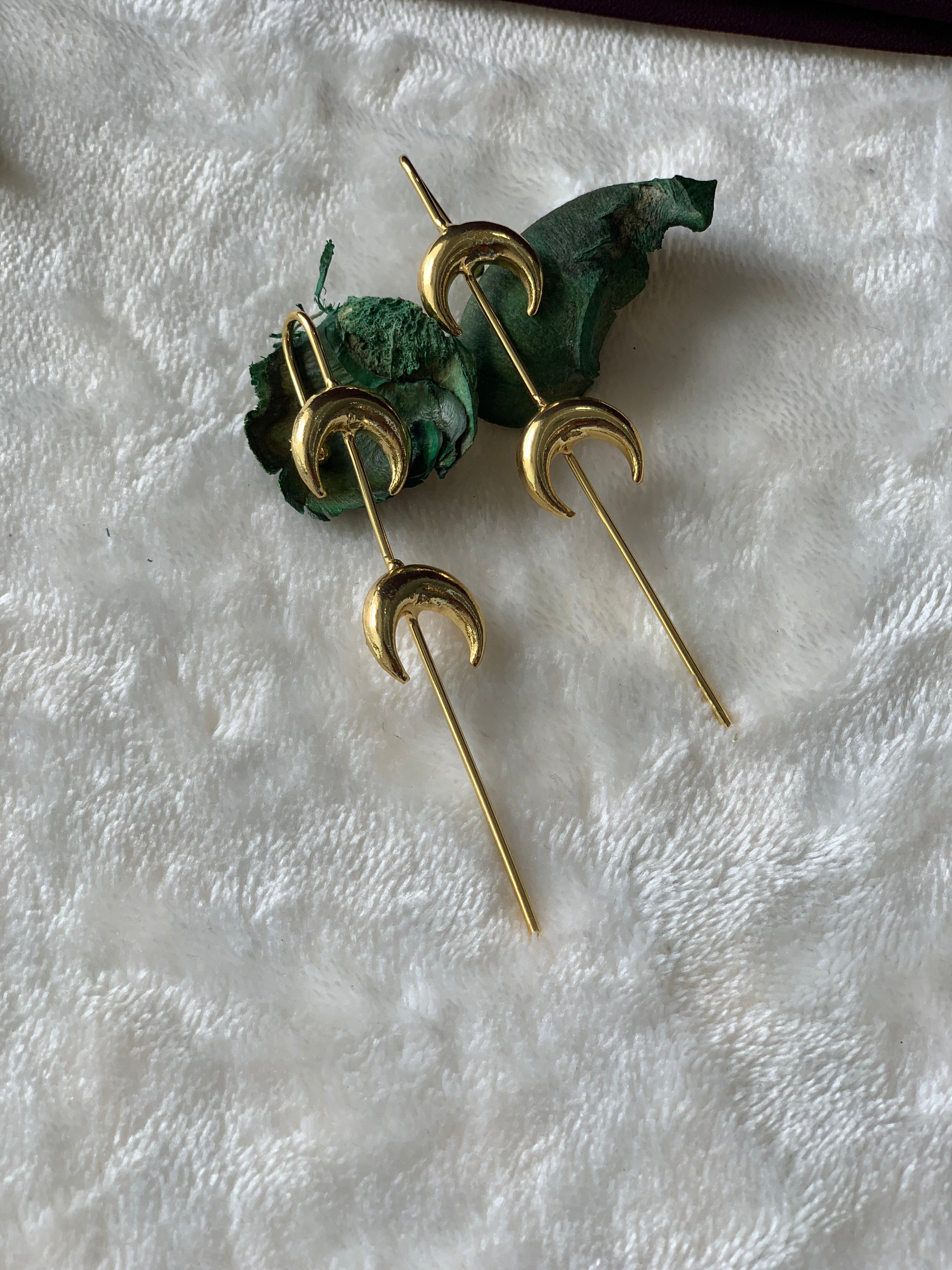 NATALIE- GOLDEN DUAL LARGE HALF MOON EAR CUFFS