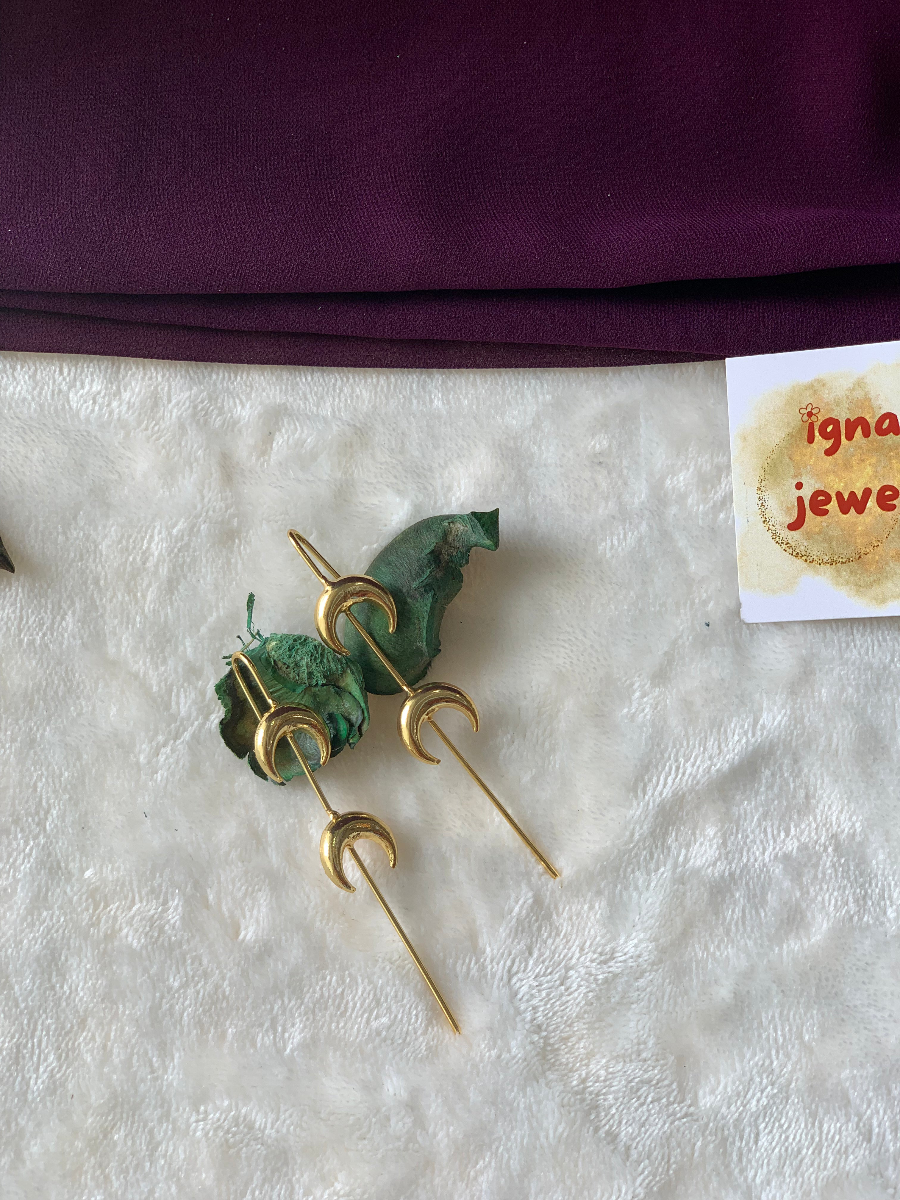 NATALIE- GOLDEN DUAL LARGE HALF MOON EAR CUFFS