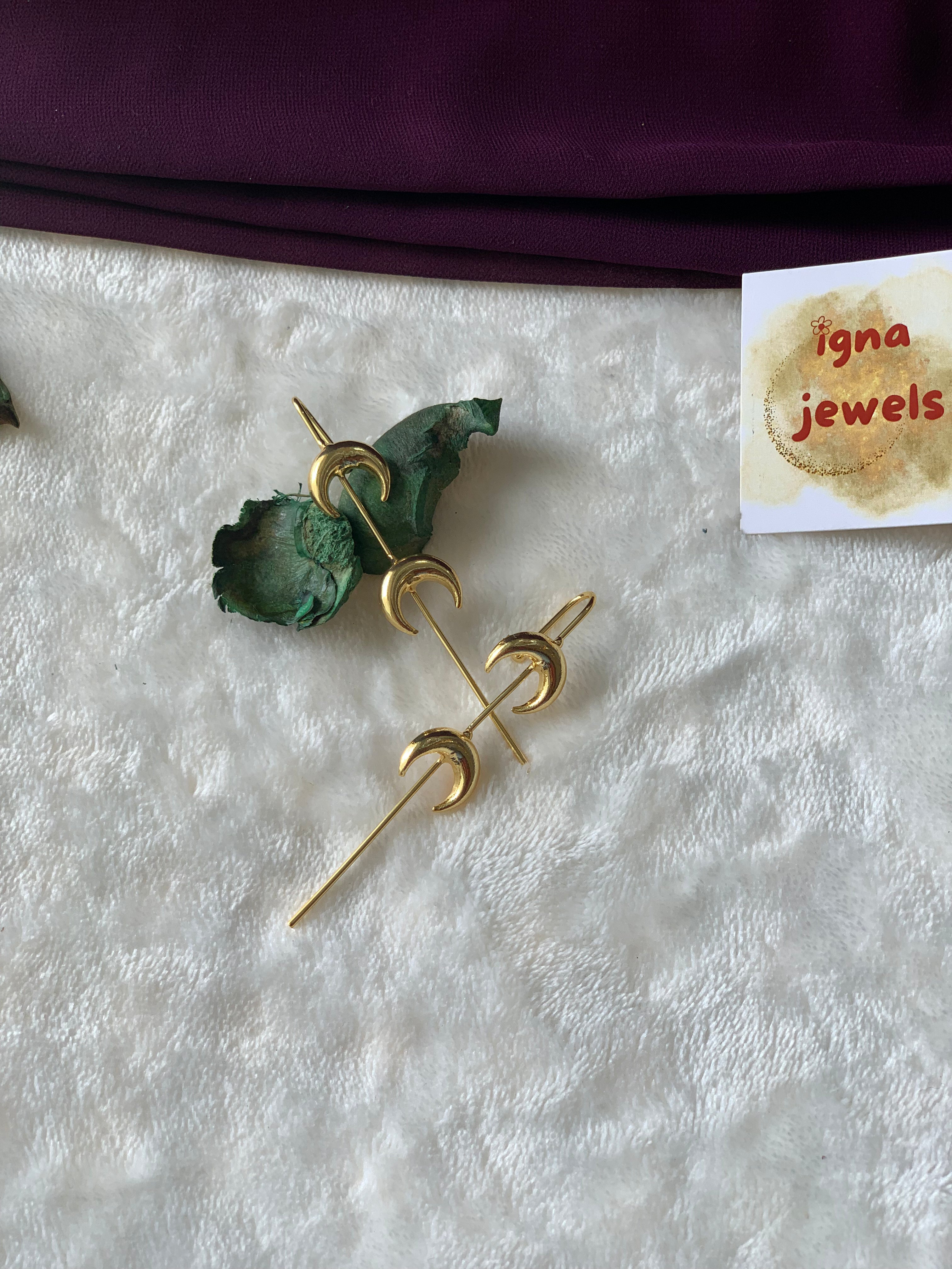NATALIE- GOLDEN DUAL LARGE HALF MOON EAR CUFFS