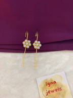 AMBER - GOLDEN PEARL PENT PETAL FLOWR EARCUFFS