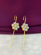 AMBER - GOLDEN PEARL PENT PETAL FLOWR EARCUFFS