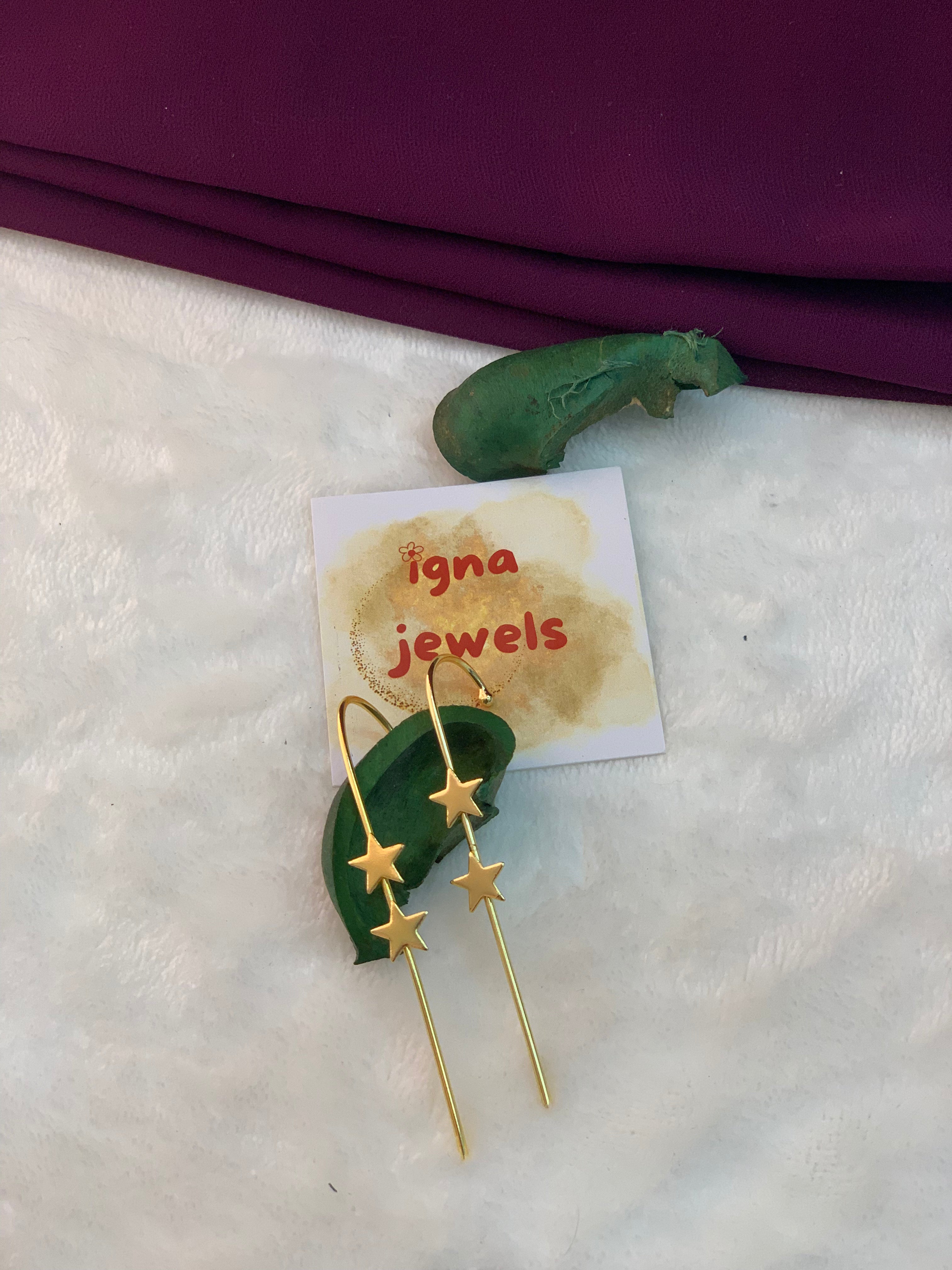 EVA - GOLDEN DUAL SMALL STARS EARCUFFS