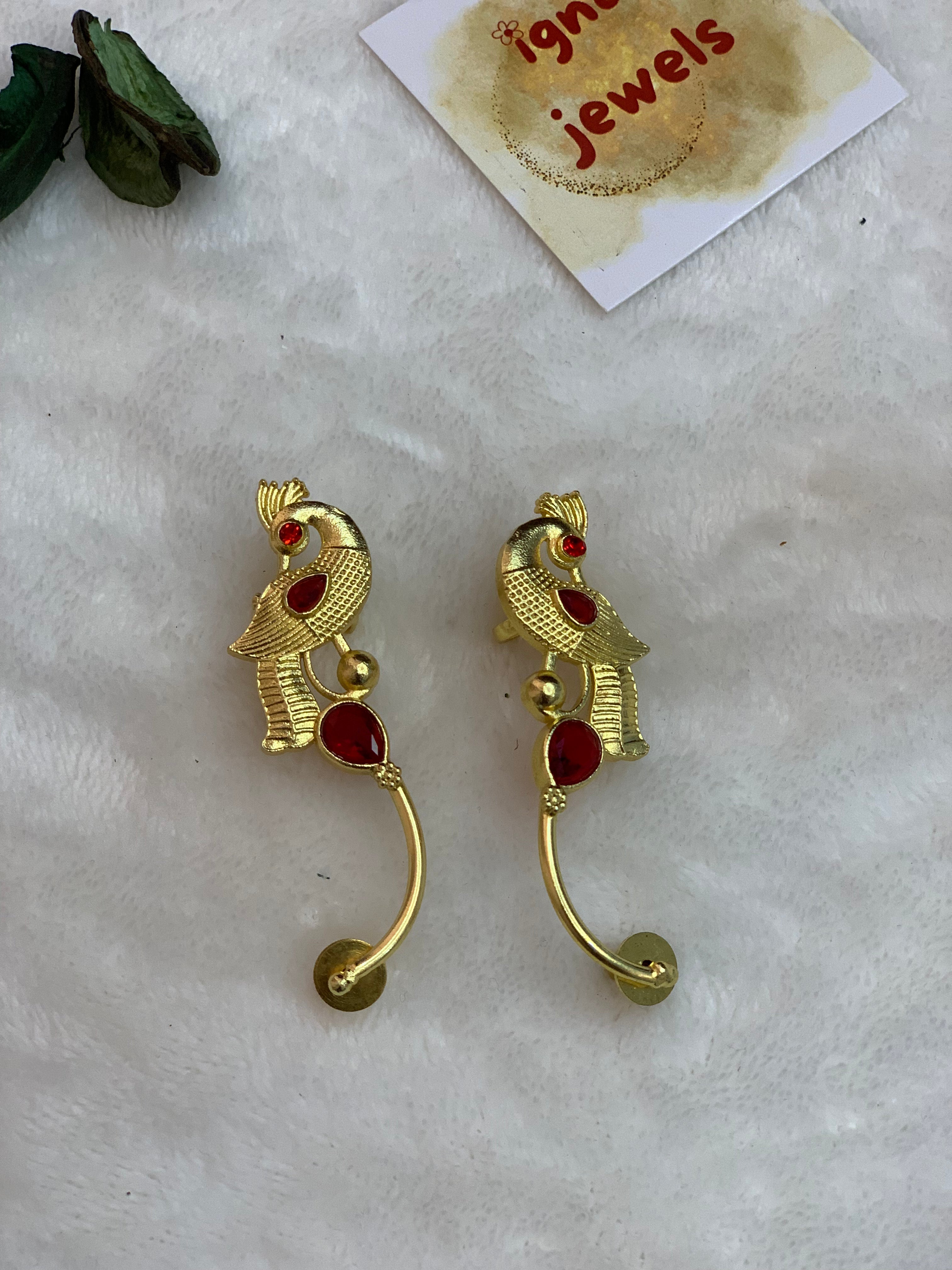 ISLA- PEACOCK  AND STONE PIERCED EARCUFFS