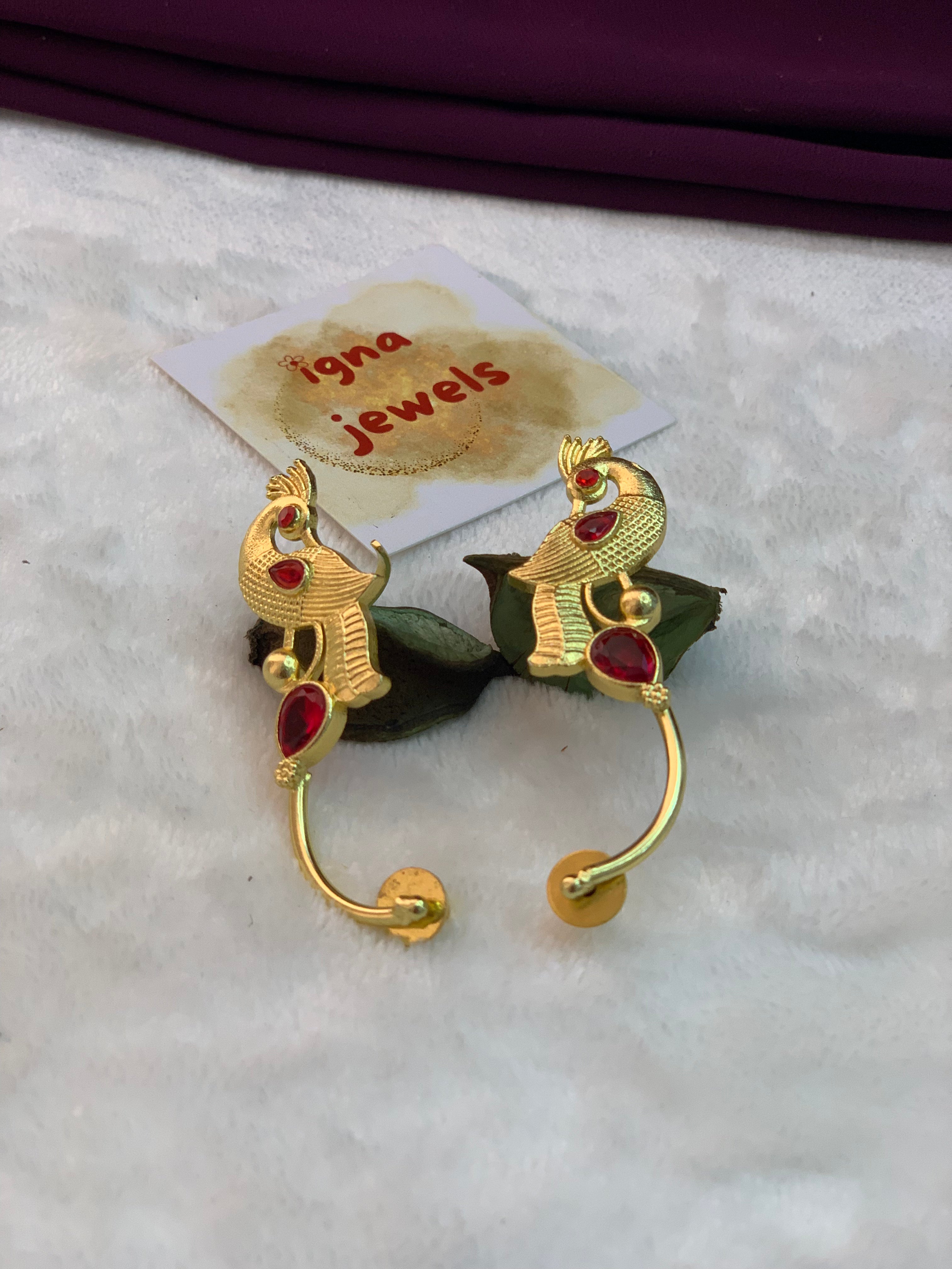 ISLA- PEACOCK  AND STONE PIERCED EARCUFFS
