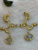 RANI - GOLDEN CLUSTER PEARLS AND RAW STONE EARRINGS