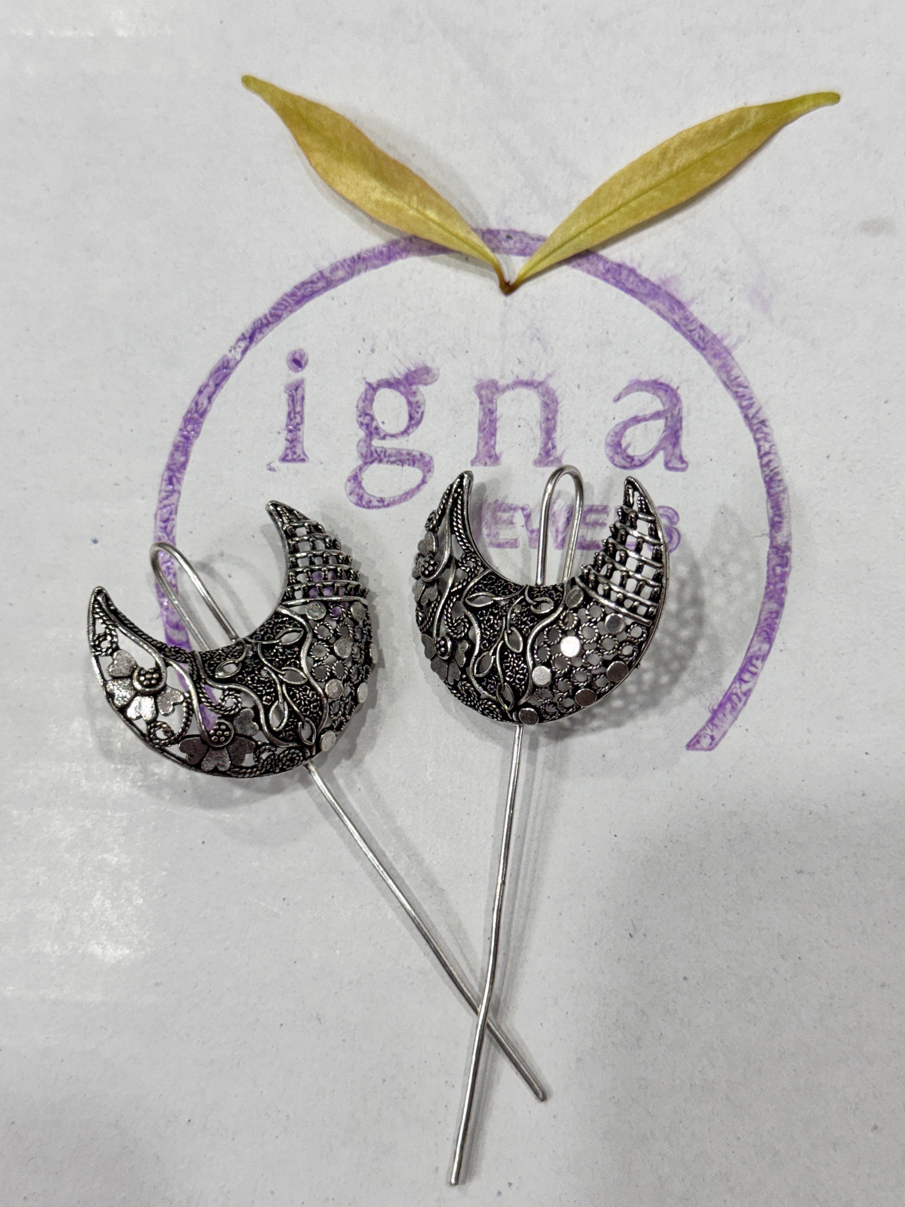 GLENN - SILVER PLATED DESIGNER LARGE HALF MOON EAR CUFFS