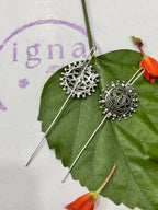 LINDA - SILVER PLATED ROUND DESIGNER EAR CUFFS