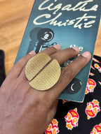 RUSHI - MATT GOLD TEXTURED DUAL SPLIT SEMICIRCLE RING