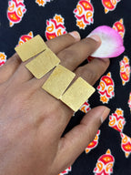 GOHAR -MATT GOLD 4 RECTANGLE WIDE RING