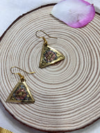 TREVIA - TRIMETAL WIRED TRIANGLE DANGLER EARRINGS