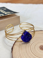 JINSHA - GOLDEN 4 LINES HEART RAW STONE ADJUSTABLE BANGLE