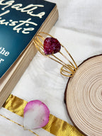 JINSHA - GOLDEN 4 LINES HEART RAW STONE ADJUSTABLE BANGLE