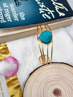 JINSHA - GOLDEN 4 LINES HEART RAW STONE ADJUSTABLE BANGLE