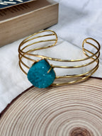 JINSHA - GOLDEN 4 LINES HEART RAW STONE ADJUSTABLE BANGLE
