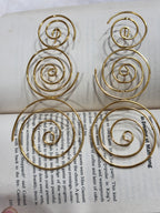 SPIRALIA - ULTRA LONG GOLDEN THREE IN ONE SPIRAL STUD EARRINGS