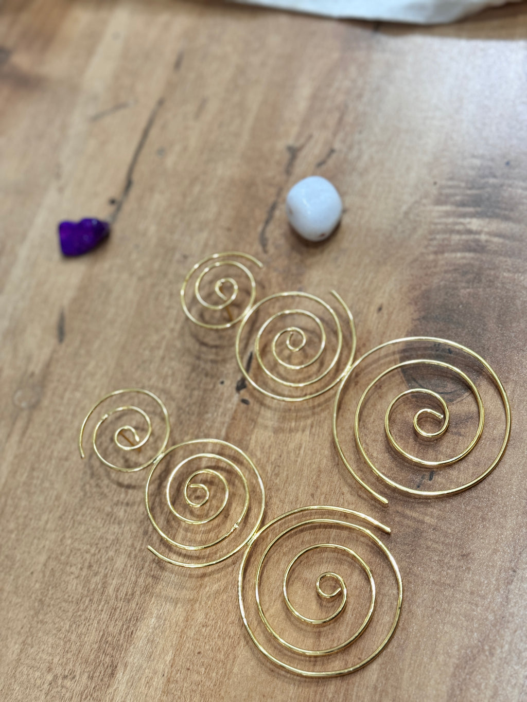 SPIRALIA - ULTRA LONG GOLDEN THREE IN ONE SPIRAL STUD EARRINGS