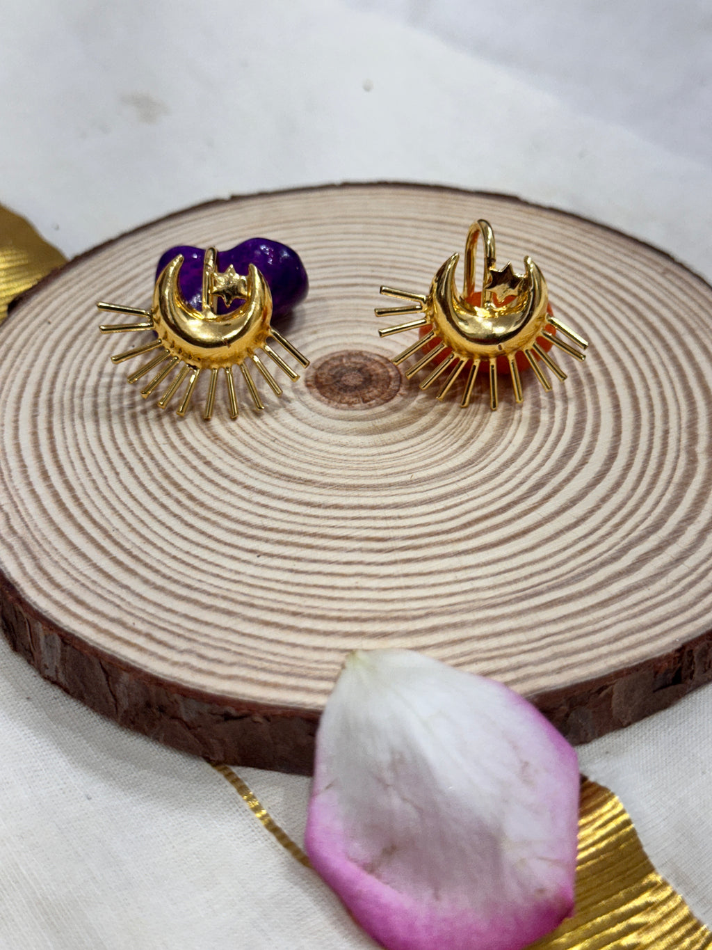 ALLY - GOLDEN SUN STAR MOON BUGADI PRESS ON EAR CUFFS