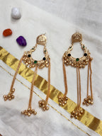 GUNGROO -  BLACK AND GREEN STONE GUNGROO KASHMIRI STYLE EARRINGS