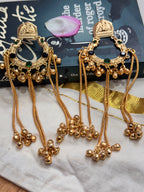 GUNGROO -  BLACK AND GREEN STONE GUNGROO KASHMIRI STYLE EARRINGS