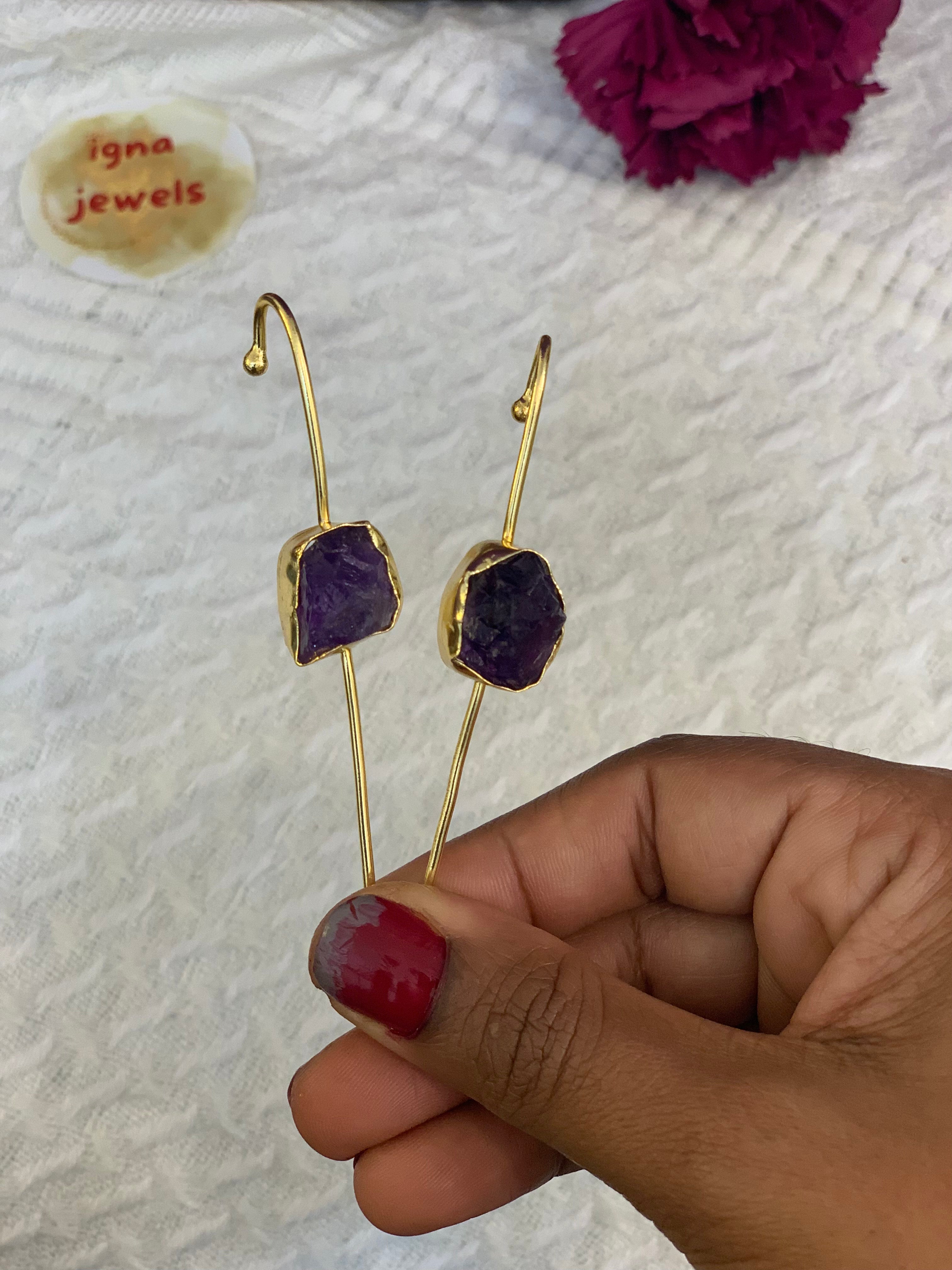 HOPE - AMETHYST RAW STONE EARCUFFS