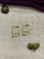 HRIDYA - SQUARE PEARL HOOP STYLE EARRINGS