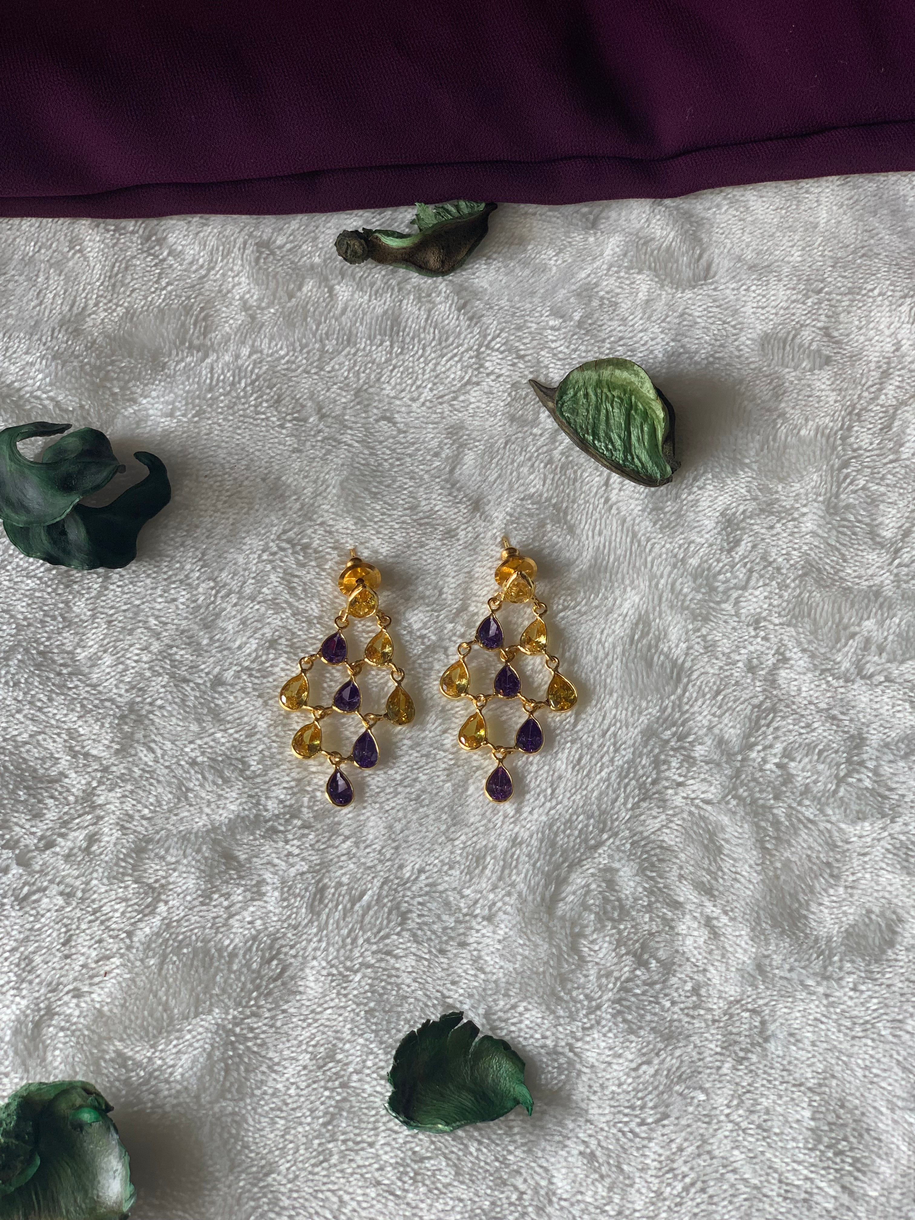 COLORPLAY - MULTICOLOR SHINY STONE DANGLER EARRINGS