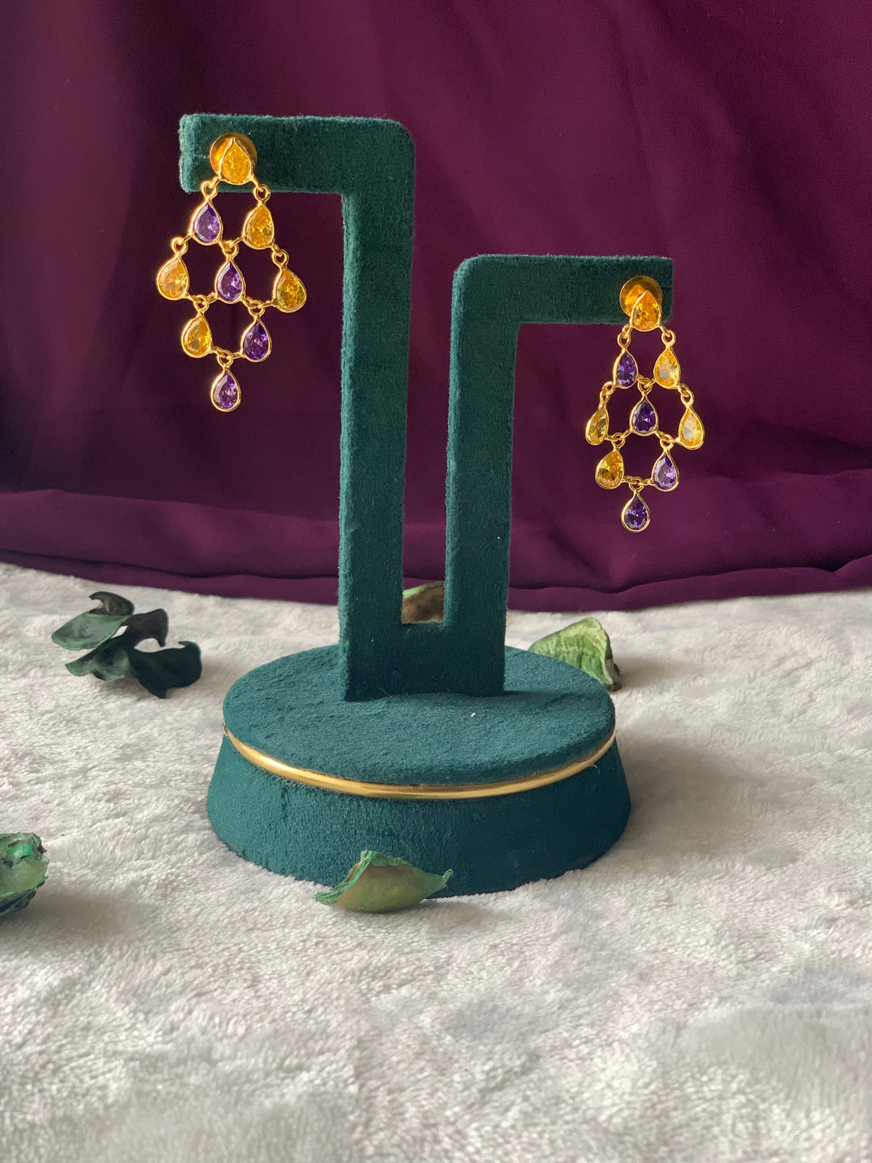 COLORPLAY - MULTICOLOR SHINY STONE DANGLER EARRINGS