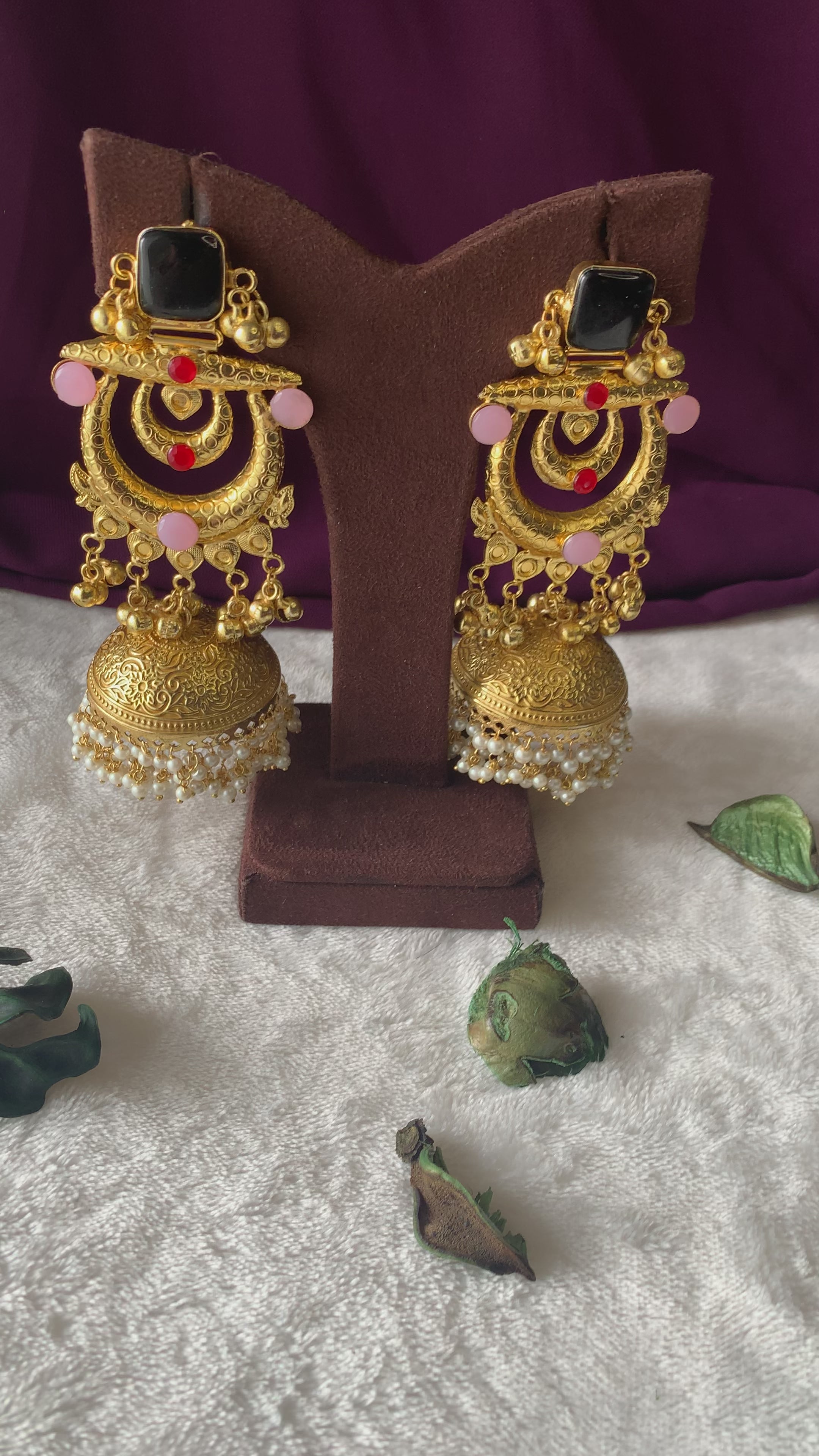 THANKAM - GOLDEN REPLICA LARGE CHANDBALI JHUMKA EARRINGS